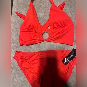 Carmen Marc Valvo Red Bikini Set with Ring Detail